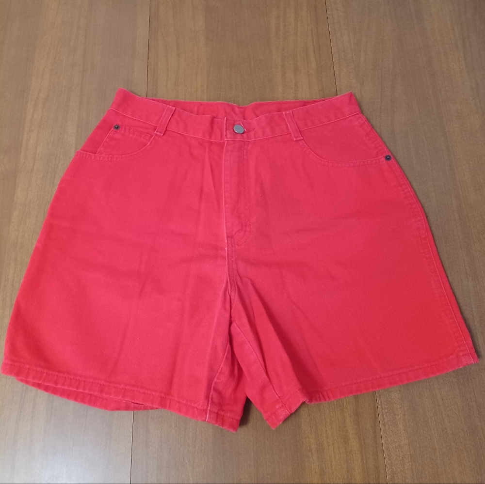 Vintage Gitano Red High Waist Shorts Womens 14 (Actual 30x6) Denim Jorts Pockets